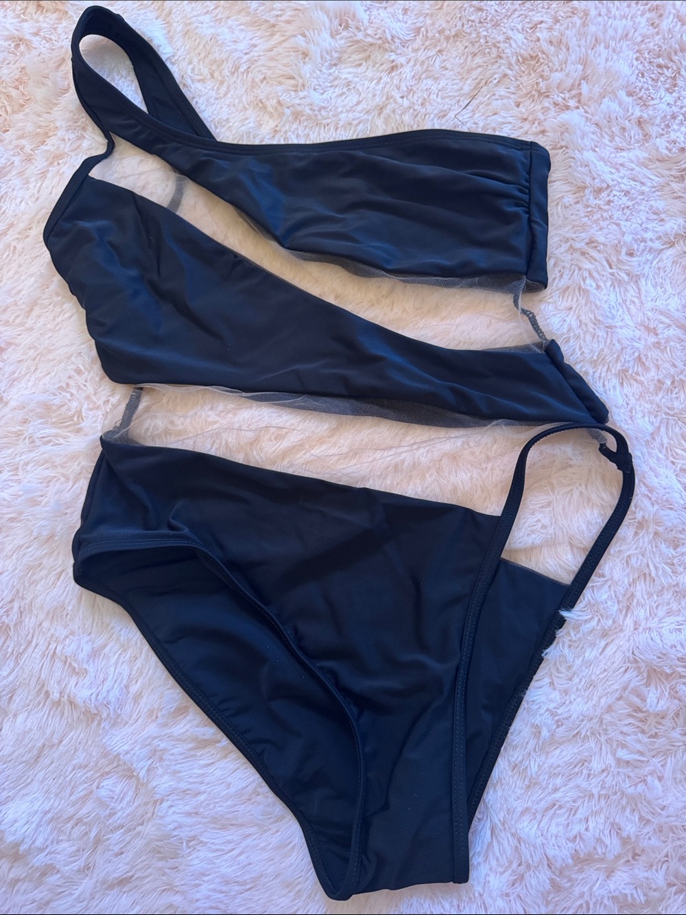 Black One-Shoulder Cutout Swimsuit - Picture 7 of 7